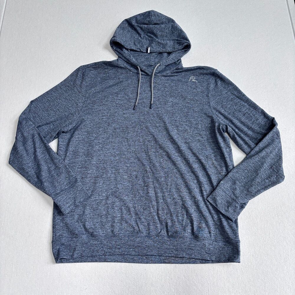 Rhoback Hesi Performance Hoodie Mens XL Heather Blue Pullover Golf Drawstring